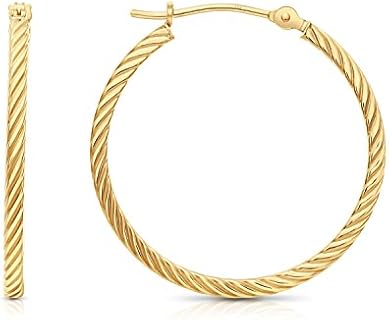 14k Yellow Gold Twisted Square Tube Hoop Earrings