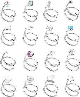 Jsyle 20G Double Hoop Nose Ring for Single Piercing Stainless Steel Nose Rings Spiral Star Pearl Butterfly Opal CZ Twist Nose Ring Hoops Double Hoop Wrap Earrings for Women