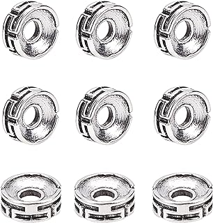 PH PandaHall Tibetan Carved Round Spacer Beads for Men and Women Jewelry in Antique Silver with Rondelle Design