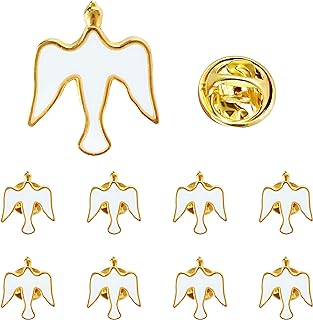 White Dove Lapel Pins in Iron Alloy, Holy Spirit Pins for First Communion, Baptism, Confirmation, and Memorial - 9/20/50 Pcs Available