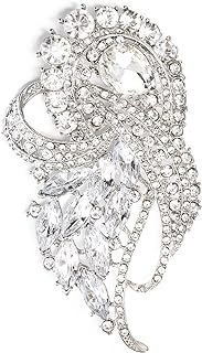 Elegant Flower Teardrop Wedding Brooch with Pin Clasp, Adorned with Dazzling Austrian Crystals, Perfect for Brides and Bridal Parties