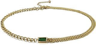 18K Gold Plated Emerald Choker Necklaces Chain Necklace Gold Necklaces for Women