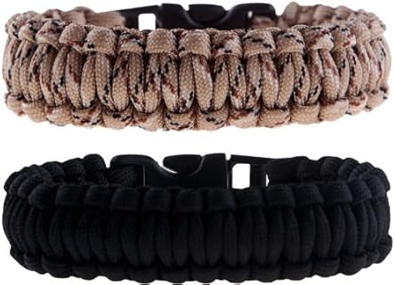 Braided Paracord Bracelet with Buckle Clasp, For Men, Featuring Rope/Cord/Link Chain Design – The Friendly Swede, Adjustable Size, Set of 2 Survival Bracelets for Men & Boys