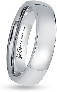 Boston Bay Unisex Cobalt Chrome Wedding Band or Fashion Ring, Comfort Fit, Durable, Tarnish-Resistant - Available in Sizes 5, 6mm & 7mm