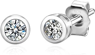 Adabele 3mm Created Diamond & Cubic Zirconia Stud Earrings in Sterling Silver & Yellow Gold Coating, Hypoallergenic, Tarnish Resistant - Elegant Jewelry for Women