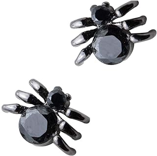 Black Daimond CZ Spider Stud Earrings Sterling Silver for Women Girls Personalized Cool Punk Cubic Zirconia Ear Studs Earring Unisex Trendy Party Fashion Cute Animal Jewelry