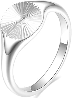 Jude Jewelers' Stainless Steel Round Signet Engagement Ring with Cubic Zirconia Sunshine Design