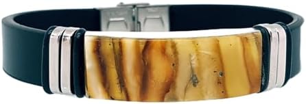 Baltic Amber Mosaics Bracelet with Leather Band for Women Men Unisex/Handmade/Certified Baltic Amber
