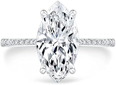 3 Carat Marquise Diamond Moissanite Engagement Ring Wedding Ring Eternity Band Vintage Solitaire Halo Hidden Prong Setting Silver Jewelry Anniversary Promise Ring Gift