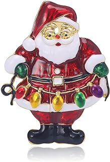 Fashion Santa Claus Christmas Brooch Pin Colorful Bulb Ornament Enamel Lapel Brooces Pins Xmas Festive Holiday Jewelry Gifts for Women Girls Sweater Dress Hat Scarves Decoration Clips