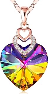 PLATO H 3 Heart Crystal Necklace for Women Gifts for her Pendant Crystal Jewelry Necklace for Girl Wedding Gifts for Anniversary Day Mother's Day Valentine’s Day Birthday