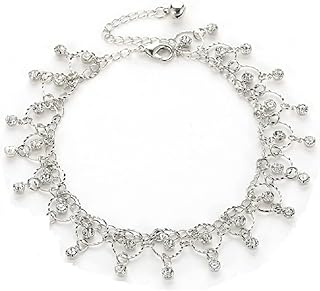 Xunuo Adjustable Multiple Rhinestone Jingle Bells India Yoga Dangle Charms Anklet Tassel Ankle Bracelet for Women