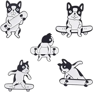 Pin-Clasp Dalmatian Brooch with Skateboarding Design in Alloy Enamel Finish for Dog Lovers and Fashionistas