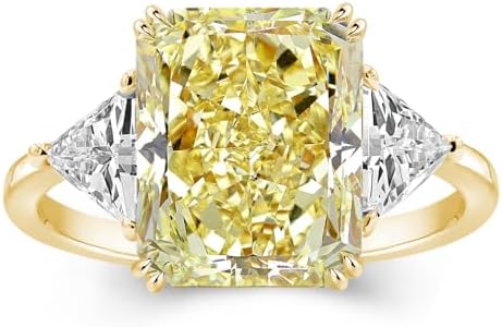 4CT Radiant Cut 3-Stone Engagement Ring,Yellow,Pink,Clear Simulated Diamond Ring,Colored Gemstones Sterling Silver Promise Ring