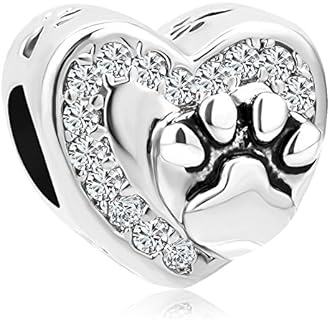 CharmSStory Stainless Steel Dog Mom Charm Pet Paw Print Beads For Bracelets