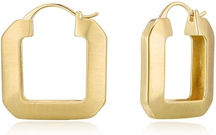 Gold Plated Huggie Hoop Earrings for Women Square Round Thick Hoop Earrings Jewelry Gift