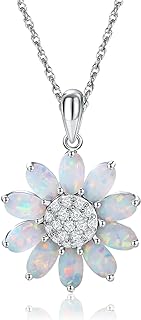 Dainty Sunflower Necklace 925 Sterling Silver White Gold Plated Leaf Clover Pendant Necklaces for Women Teen Girls Fashion Jewelry