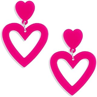 Acrylic Double Heart Valentines Earrings for Women Heart Statement Earring Love Heart Earrings Dangle for Valentine's Day Mother's Day Birthday Heart Shaped Earrings for Women Girl Jewelry Gifts