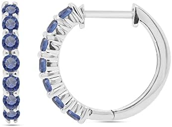 Mothers Day Gifts 2.5MM Round Shape Simulated Gemstones with Prong Setting Huggie Hoop Earrings In 14K Gold Plated Jewelry For Women