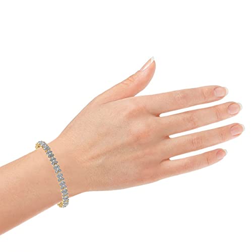1/2 CT Sterling Silver Prong Set Gorgeous Flower Design Diamond Tennis Bracelet (J-K, I3) | Jewelry for Women Girls| Gift Box Included (14K Yellow & Pink Flash Plated)