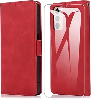 MOONESS Funda para Samsung Galaxy M13 4G con Protector de Pantalla de Cristal Templado, Diseño Magnético de Cuero Sintético y Soporte. Práctica y Funcional para Uso Diario
