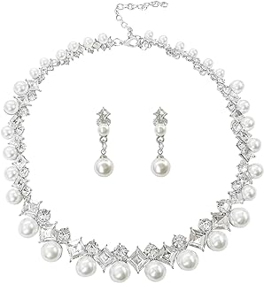 AILUOR Women's African Beaded Necklace with Lobster Clasp and Imitation Pearls in Round, Vintage 1920s Design