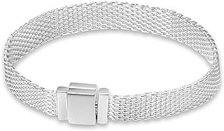 Spring Ring Clasp Charms for Bead Chain Mesh Bracelet, Copper Gem Adorned, Sterling Silver Gift for Women, Traditional Design