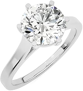 Elegant 10k Solid Gold 1.5 ct Round Moissanite Solitaire Engagement Ring with 6-Prong Cathedral Setting for Ladies, G-H Color Quality, Size 4.5