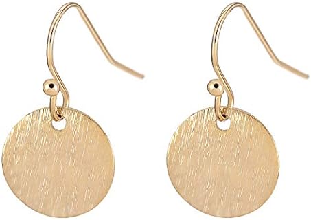 18K Gold Dangle Drop Earrings Small Round Disc Dangle Sun Hoop Earrings for Women Simple Minimalist Jewelry for Girls