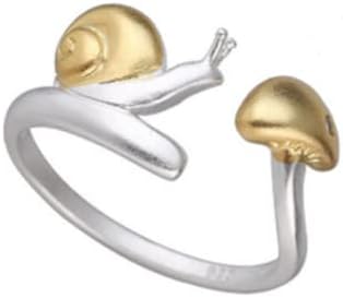 COLORFUL BLING Lovely Snail Mushroom Pendant Necklace, Cute Animals Gold Snail Crystal Mushroom Necklace for Women Girls Jewelry