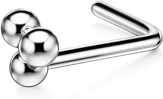 FANSING Triple Ball Stainless Steel L-Shaped Nose Studs