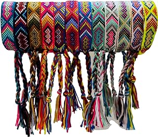 Tangser Adjustable Braided Friendship Bracelets in Durable Cotton String with Vibrant Color Wave Design for Kids, Women, Men - 12PCS Assorted Pack