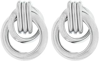 Vintage Gold Silver Doorknocker Drop Stud Earrings for Women, Thick Chunky Geometric Link Hoops Earrings, Elegant Gift for Her