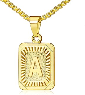 JSJOY Graduation Gifts 2024 Gold Initial Necklaces for Women Men Gold Letter Necklaces 26 Capital A-Z Letter Pendant Necklaces for Women Square Monogram Necklace for Her Initial Necklaces
