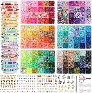 QUEFE 15000pcs, 144 Colors Clay Beads, Charm Bracelet Making kit for Girls 8-12, Polymer Heishi Beads for Jewelry, for Crafts Christmas Gifts