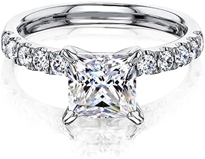 MRENITE 1-4 Carat 10K 14K 18K Gold Princess Cut Moissanite Engagement Ring for Women VVS1 Clarity D Color Moissanite Wedding Ring