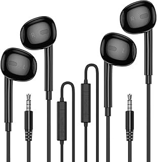 MOSWAG In-Ear Kopfhörer für iPod mit vergoldetem 3,5 mm Stecker, extra Bass, Geräuschisolierung und Mikrofon, leicht und strapazierfähig, ideal für Musikliebhaber und Vieltelefonierer