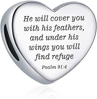 MUERDOU Faith Inspired Heart Charm Bracelet with Base Metal Chain, Christian Bible Verse Accent - Religious Cotton Jewelry Gift for Women