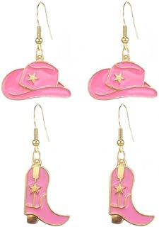 Cowgirl's Western Style Boot and Hat Dangle Earrings made with Hypoallergenic Zinc and French Wire - Perfect Rodeo Accessory or Gift for Women and Girls
