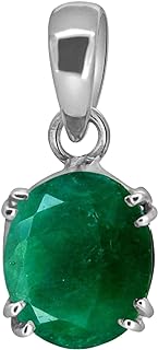 Emerald Green Pendant Necklace - precious Oval Shape Stone Pendant 4.55 Carat Pure 925 Sterling Silver Pendant