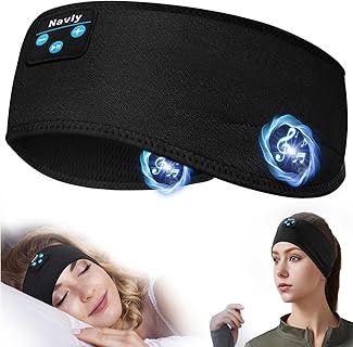 Navly kabellose Schlaf-Kopfhörer, 10Hrs Sport-Stirnband mit weichen Ohrstöpseln bequem, perfekt für Workout, Yoga und Reisen, aus Polyester Nylon, Erwachsenen