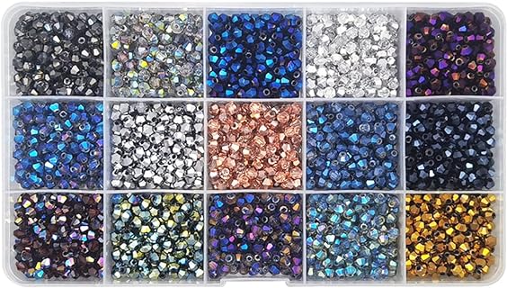 INSPIRELLE Jewelry-Makers Electroplated Multicolor Bead Bracelet Supplies in Crystal Glass with Bicone Design