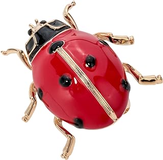 Enchanting Ladybug Crystal Enamel Brooch with Gold-Plated Base and Secure Pin Clasp for Women's Jewelry Collection