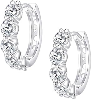 Hinged Hoop Moissanite Gem Earrings for Women with White Gold and Sterling Silver Design