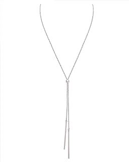 Chic Ball Chain Long Tassel Y Lariat Necklace with Lobster Clasp for Women - Beaded Adjustable Alloy Accessory in Elegant Bar Design
