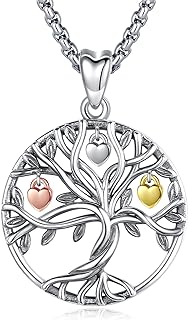 Tree of Life Necklace Sterling Silver Crystal Abalone Shell Tree Pendant with Heart Family Tree Jewelry for Women Mother's Day Gifts