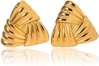 LILIE&WHITE Gold Triangle Ribbon Stud Earrings for Women Hypoallergenic Earrings Fashion Earrings Gift Earrings