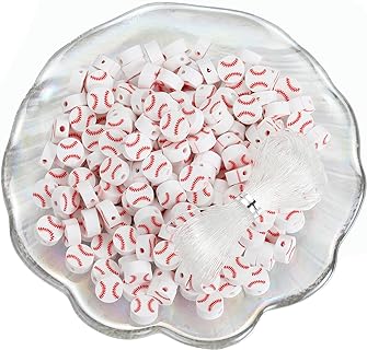 DIY Baseball Bead Necklace, 100pcs Clay Craft Beads, Round 9-10mm, Versatile For Jewelry Making by LUBINGSHINE