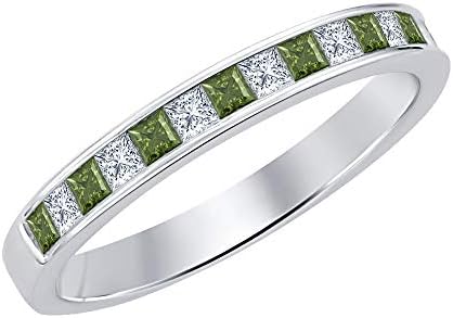 Women's Engagement Ring with Princess Cut Created-Citrine & White Diamond in 14k Rose Gold Sterling Silver