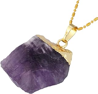 Womens Gold-Plated Rose Quartz Pendant Necklace with Cable Chain and Spring Ring Clasp by TUMBEELLUWA